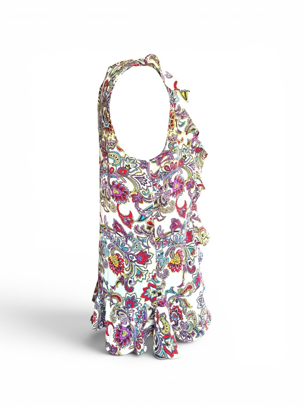 Banana Republic Cream Floral Paisley Sleeveless Blouse with Ruffle Cap - Picture 7 of 9